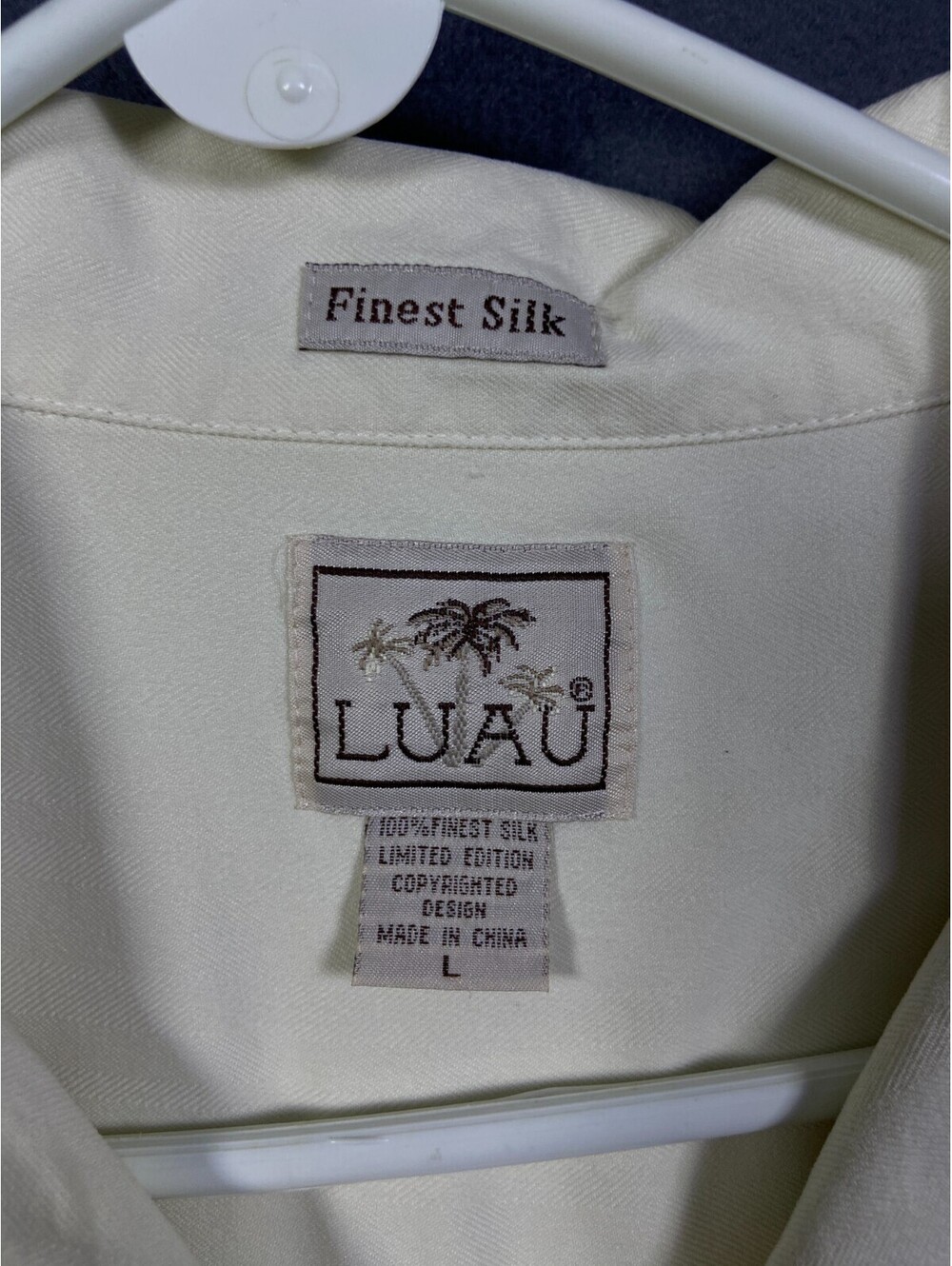 Luau Finest Silk Floral Cocktail Shirt Men’s L fits XL Tan Hawaiian Resort Beach - Picture 7 of 12